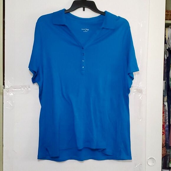 A Studio Works Women's Plus Sized Polo Shirt Blue Casual Activewear 2X - Picture 2 of 10
